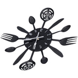 Black Kitchen Wall Clock Removable Modern Cutlery Kitchen Spoon Fork Wall Clock Home Decoration