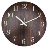 Wood Wall Clock Retro Style Quiet Silent Quartz Movement 3D Luminous Retro Wall Clock for Bedroom Office Kitchen