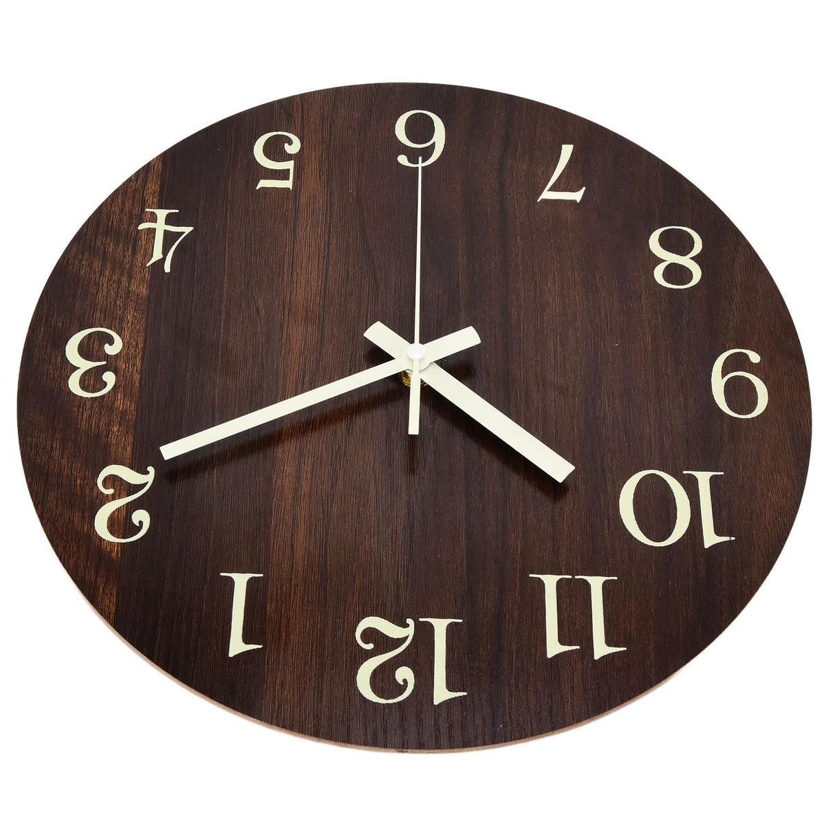 Wood Wall Clock Retro Style Quiet Silent Quartz Movement 3D Luminous Retro Wall Clock for Bedroom Office Kitchen