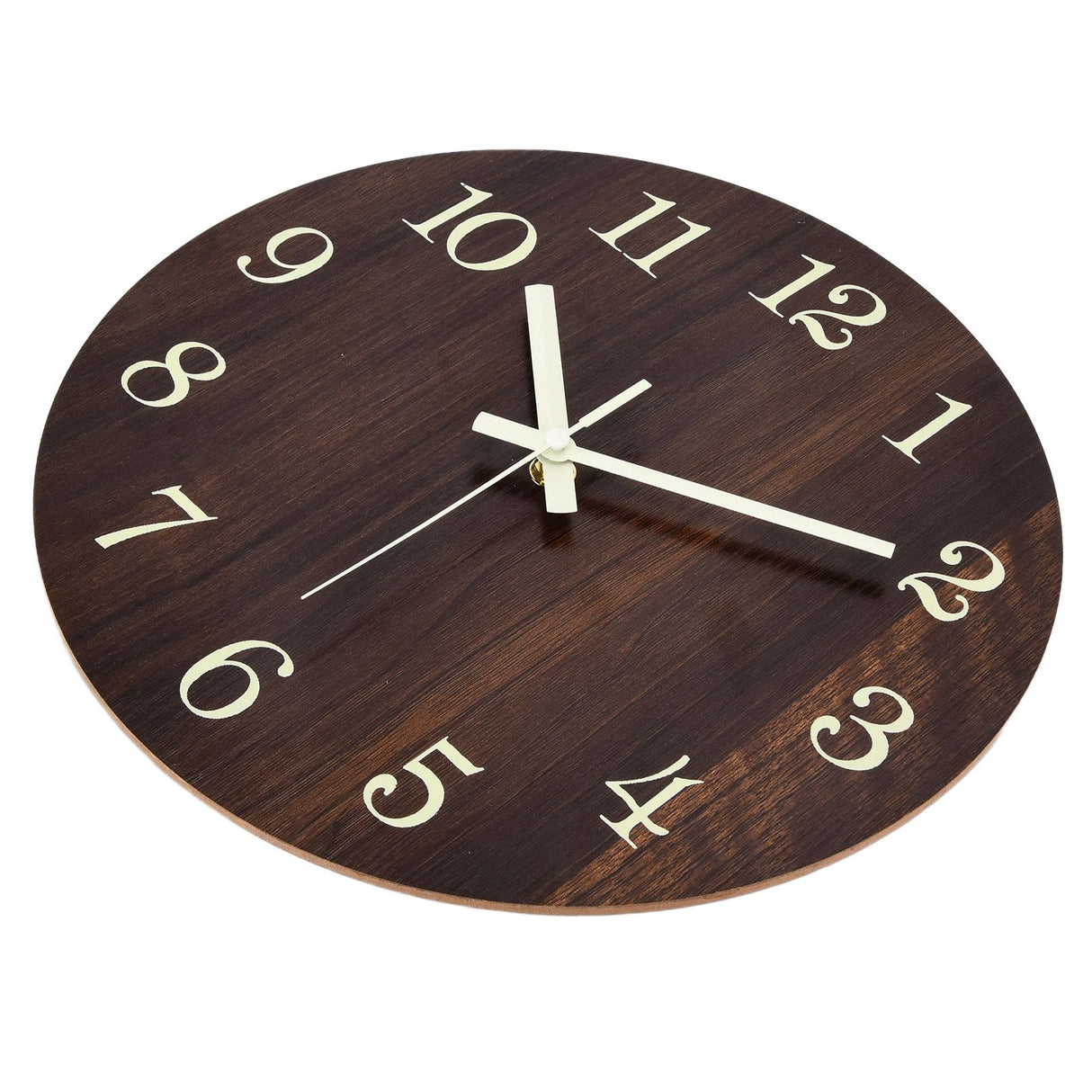 Wood Wall Clock Retro Style Quiet Silent Quartz Movement 3D Luminous Retro Wall Clock for Bedroom Office Kitchen