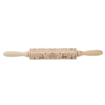 Christmas Rolling Pin Christmas Embrossed Wooden Rolling Pins with Reindeer Pattern for Baking Cookies Kitchen Tool