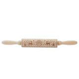 Christmas Rolling Pin Christmas Embrossed Wooden Rolling Pins with Reindeer Pattern for Baking Cookies Kitchen Tool