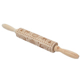 Christmas Rolling Pin Christmas Embrossed Wooden Rolling Pins with Reindeer Pattern for Baking Cookies Kitchen Tool
