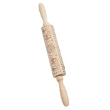 Christmas Rolling Pin Christmas Embrossed Wooden Rolling Pins with Reindeer Pattern for Baking Cookies Kitchen Tool