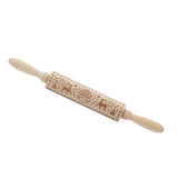 Christmas Rolling Pin Christmas Embrossed Wooden Rolling Pins with Reindeer Pattern for Baking Cookies Kitchen Tool - Extra Image