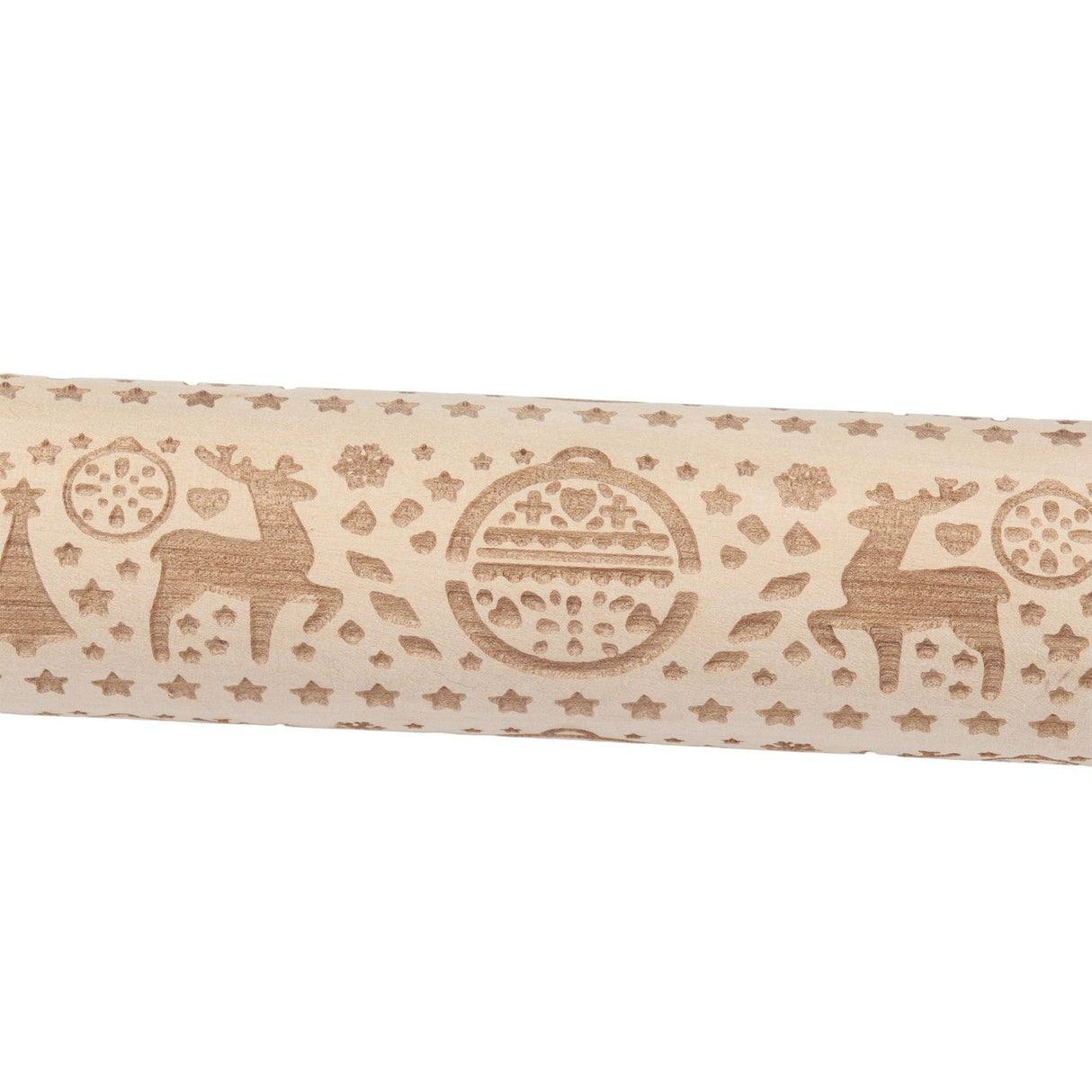 Christmas Rolling Pin Christmas Embrossed Wooden Rolling Pins with Reindeer Pattern for Baking Cookies Kitchen Tool