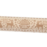 Christmas Rolling Pin Christmas Embrossed Wooden Rolling Pins with Reindeer Pattern for Baking Cookies Kitchen Tool