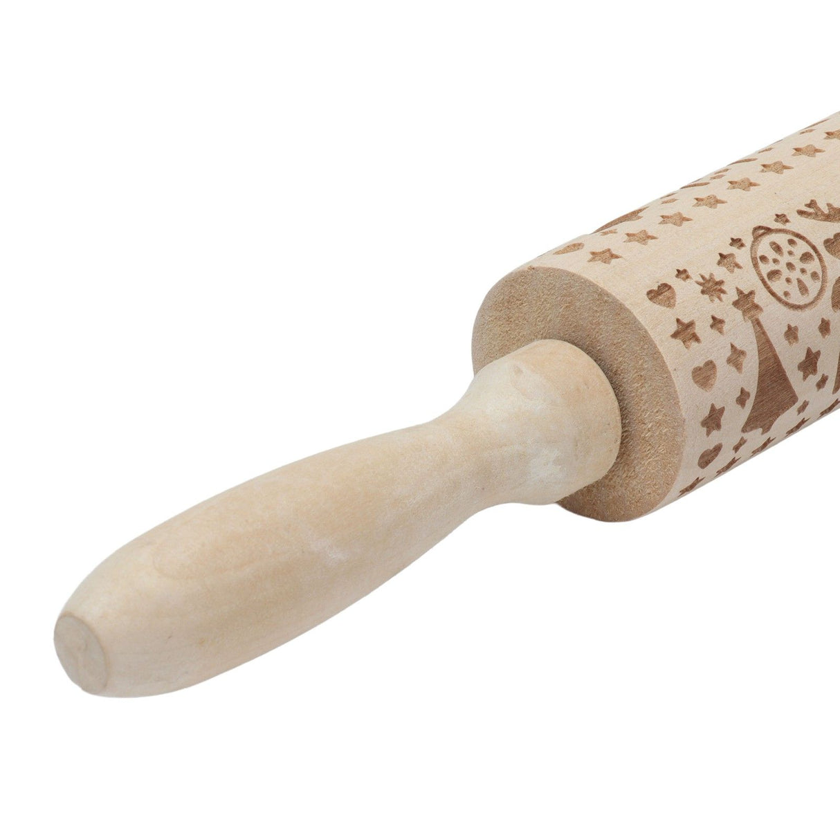 Christmas Rolling Pin Christmas Embrossed Wooden Rolling Pins with Reindeer Pattern for Baking Cookies Kitchen Tool