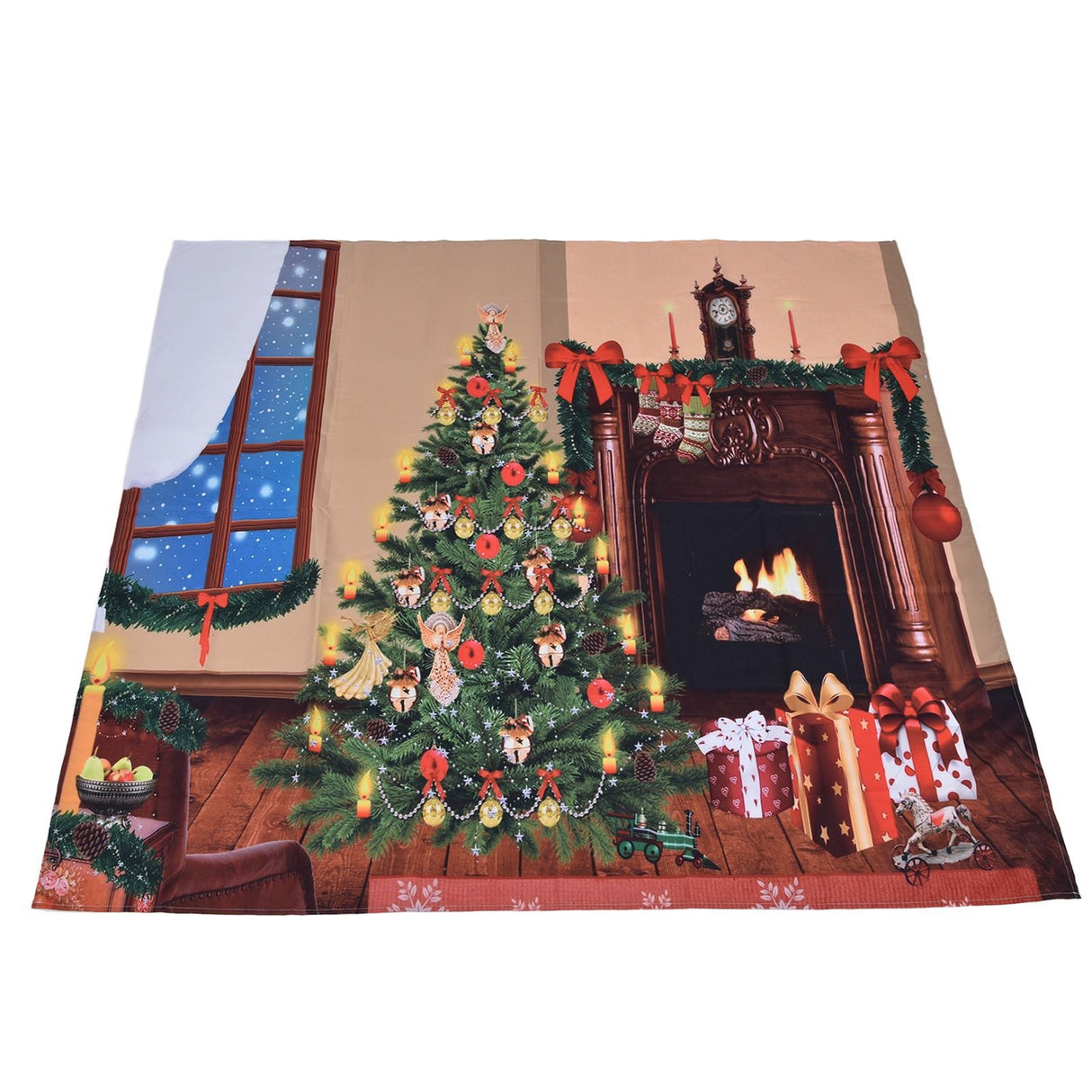Christmas Tapestry Multi Purpose Exquisite Appearance Polyester Fiber Christmas Wall Tapestry150x150cm