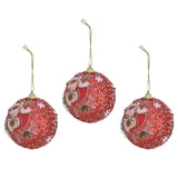 3PCS Christmas Ball Foam Hanging Christmas Tree Ornament for Festival Party DecorationRed - Rear View