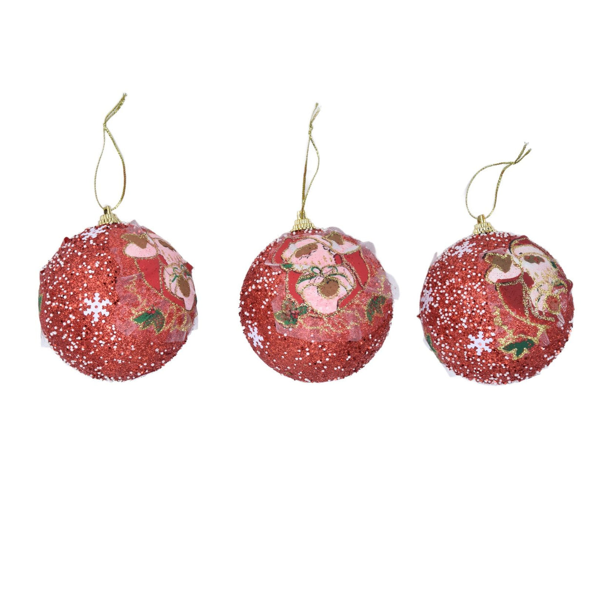 3PCS Christmas Ball Foam Hanging Christmas Tree Ornament for Festival Party DecorationRed