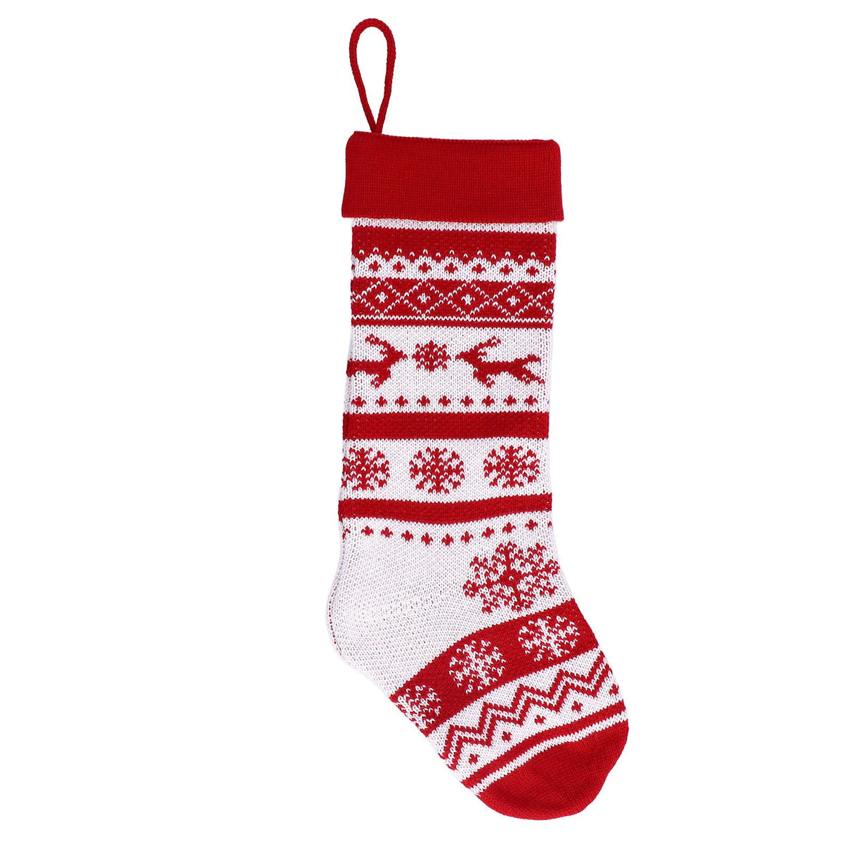 Large Knitted Christmas Stocking with Candy Bag Lovely Christmas Decorations Hanging StockingsDouble Deer