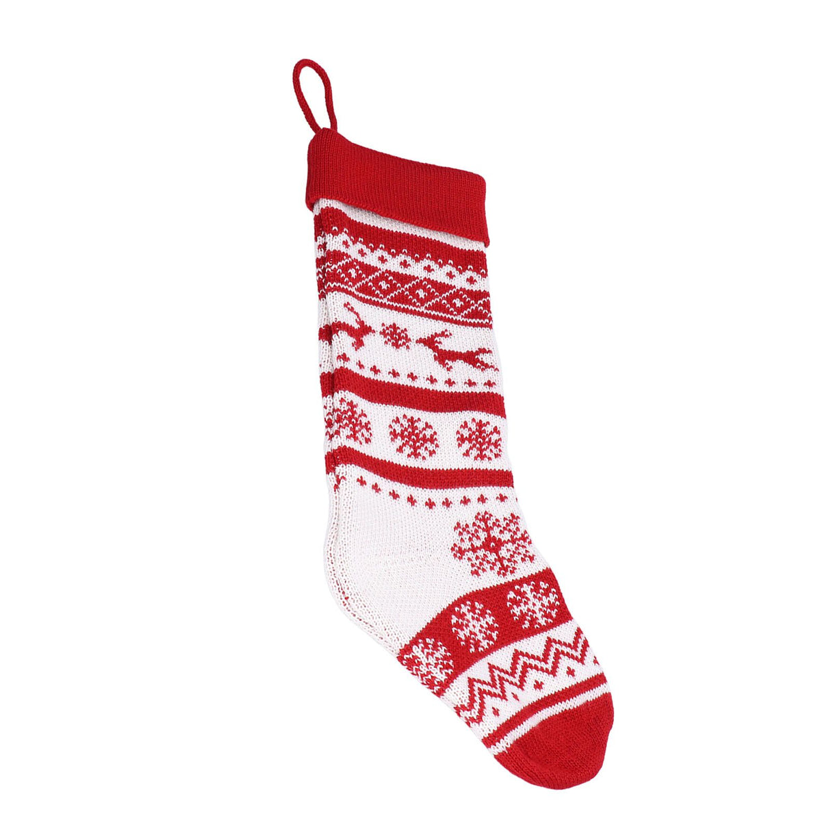 Large Knitted Christmas Stocking with Candy Bag Lovely Christmas Decorations Hanging StockingsDouble Deer