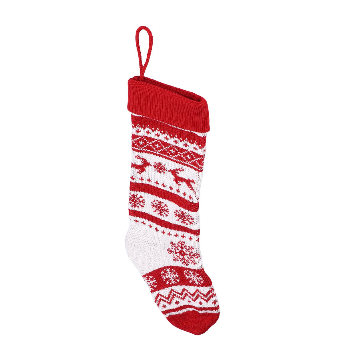 Large Knitted Christmas Stocking with Candy Bag Lovely Christmas Decorations Hanging StockingsDouble Deer