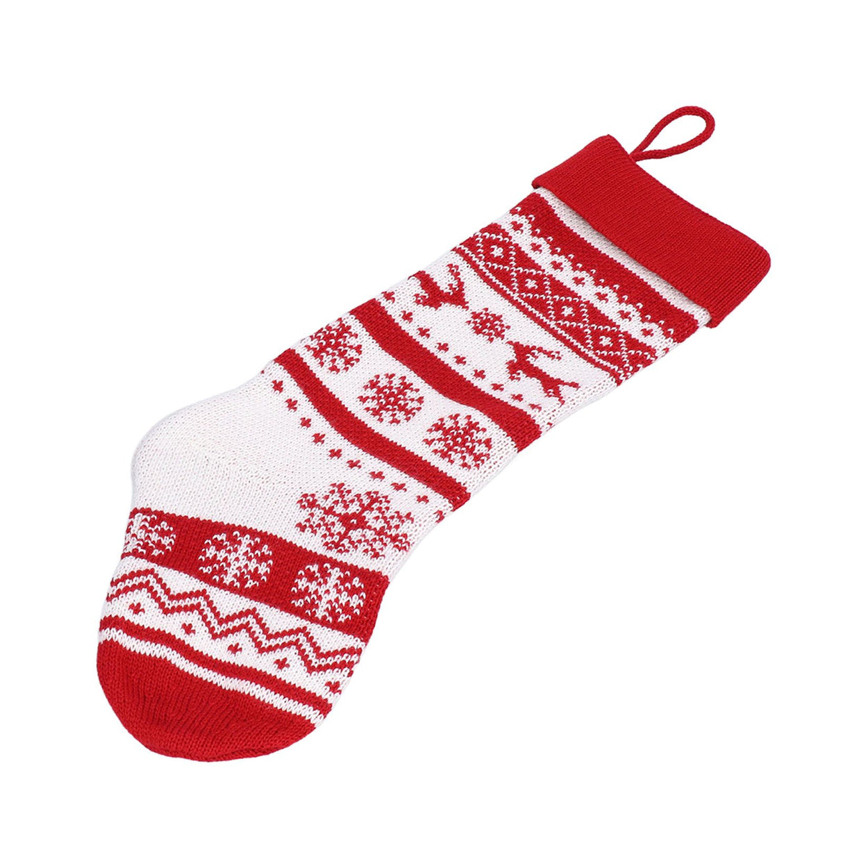 Large Knitted Christmas Stocking with Candy Bag Lovely Christmas Decorations Hanging StockingsDouble Deer