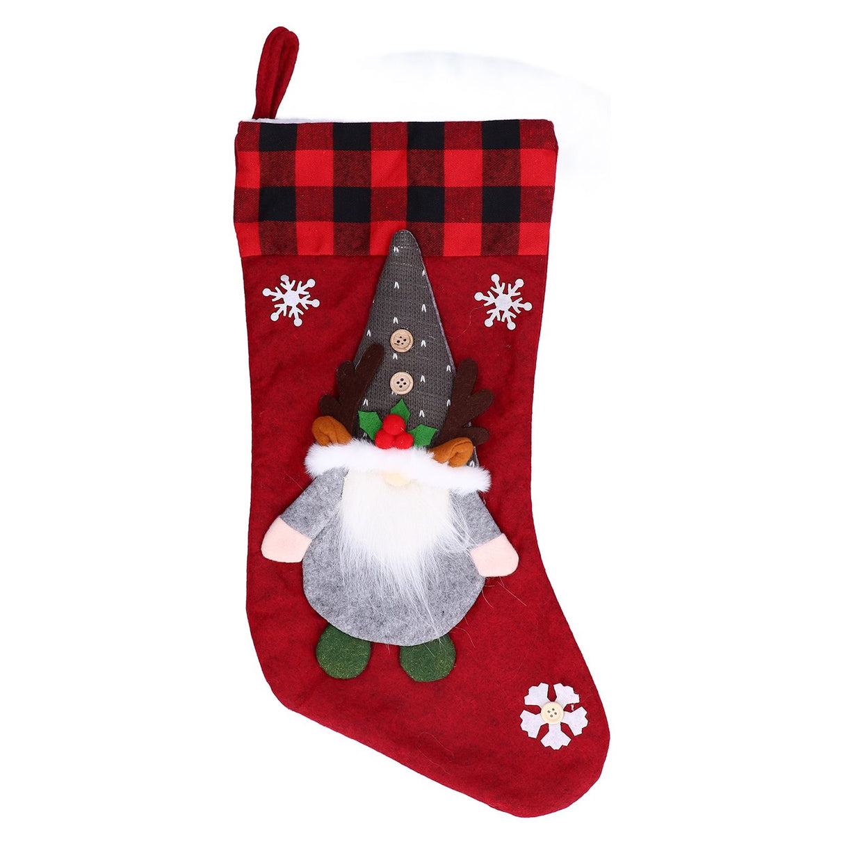 Christmas Stocking with Faceless Doll Decor Home Shop Party Xmas Tree Gift Bag Ornament PendantRed