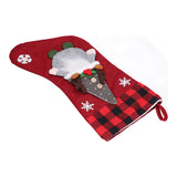 Christmas Stocking with Faceless Doll Decor Home Shop Party Xmas Tree Gift Bag Ornament PendantRed - Side View