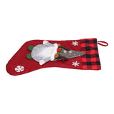 Christmas Stocking with Faceless Doll Decor Home Shop Party Xmas Tree Gift Bag Ornament PendantRed - Low Angle