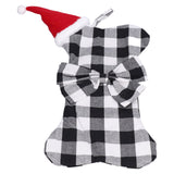 Christmas Tree Decorations Polyester Grids Pattern Christmas Hanging Stocking Pendant Children Gift Bag(Black White ) - Front View