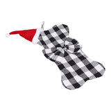 Christmas Tree Decorations Polyester Grids Pattern Christmas Hanging Stocking Pendant Children Gift Bag(Black White ) - Side View