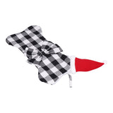 Christmas Tree Decorations Polyester Grids Pattern Christmas Hanging Stocking Pendant Children Gift Bag(Black White )