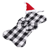 Christmas Tree Decorations Polyester Grids Pattern Christmas Hanging Stocking Pendant Children Gift Bag(Black White ) - Rear View