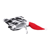 Christmas Tree Decorations Polyester Grids Pattern Christmas Hanging Stocking Pendant Children Gift Bag(Black White ) - Close-Up Angle