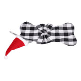 Christmas Tree Decorations Polyester Grids Pattern Christmas Hanging Stocking Pendant Children Gift Bag(Black White ) - Low Angle