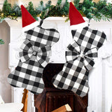 Christmas Tree Decorations Polyester Grids Pattern Christmas Hanging Stocking Pendant Children Gift Bag(Black White ) - Extra Image