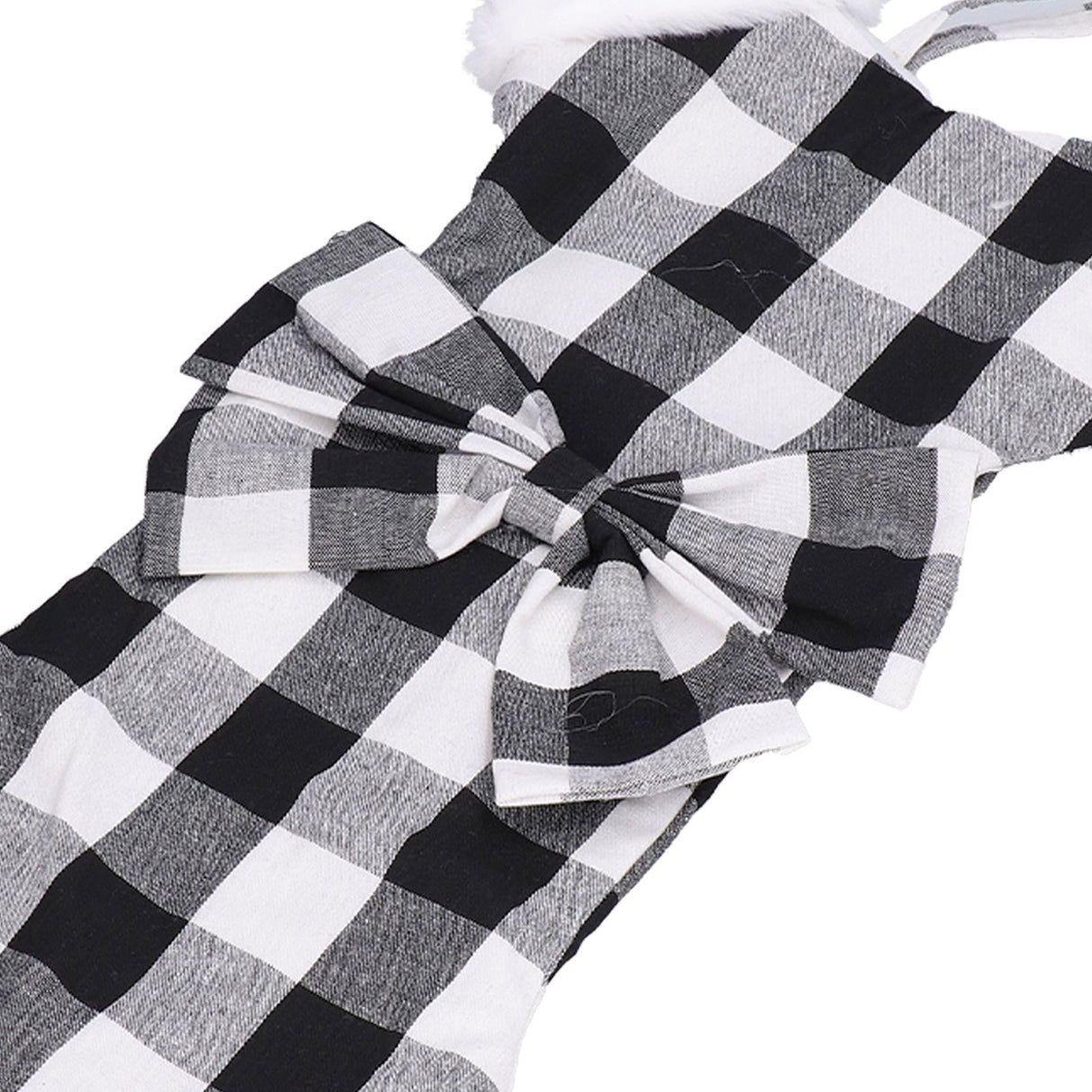 Christmas Tree Decorations Polyester Grids Pattern Christmas Hanging Stocking Pendant Children Gift Bag(Black White )