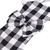 Christmas Tree Decorations Polyester Grids Pattern Christmas Hanging Stocking Pendant Children Gift Bag(Black White )