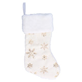 Polyester Christmas Stocking Pendant with Embroidery Snowflake Pattern Xmas Tree Decoration OrnamentGold
