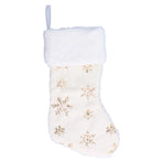 Polyester Christmas Stocking Pendant with Embroidery Snowflake Pattern Xmas Tree Decoration OrnamentGold