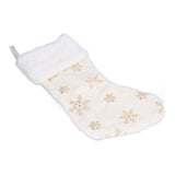 Polyester Christmas Stocking Pendant with Embroidery Snowflake Pattern Xmas Tree Decoration OrnamentGold - Top-Down View