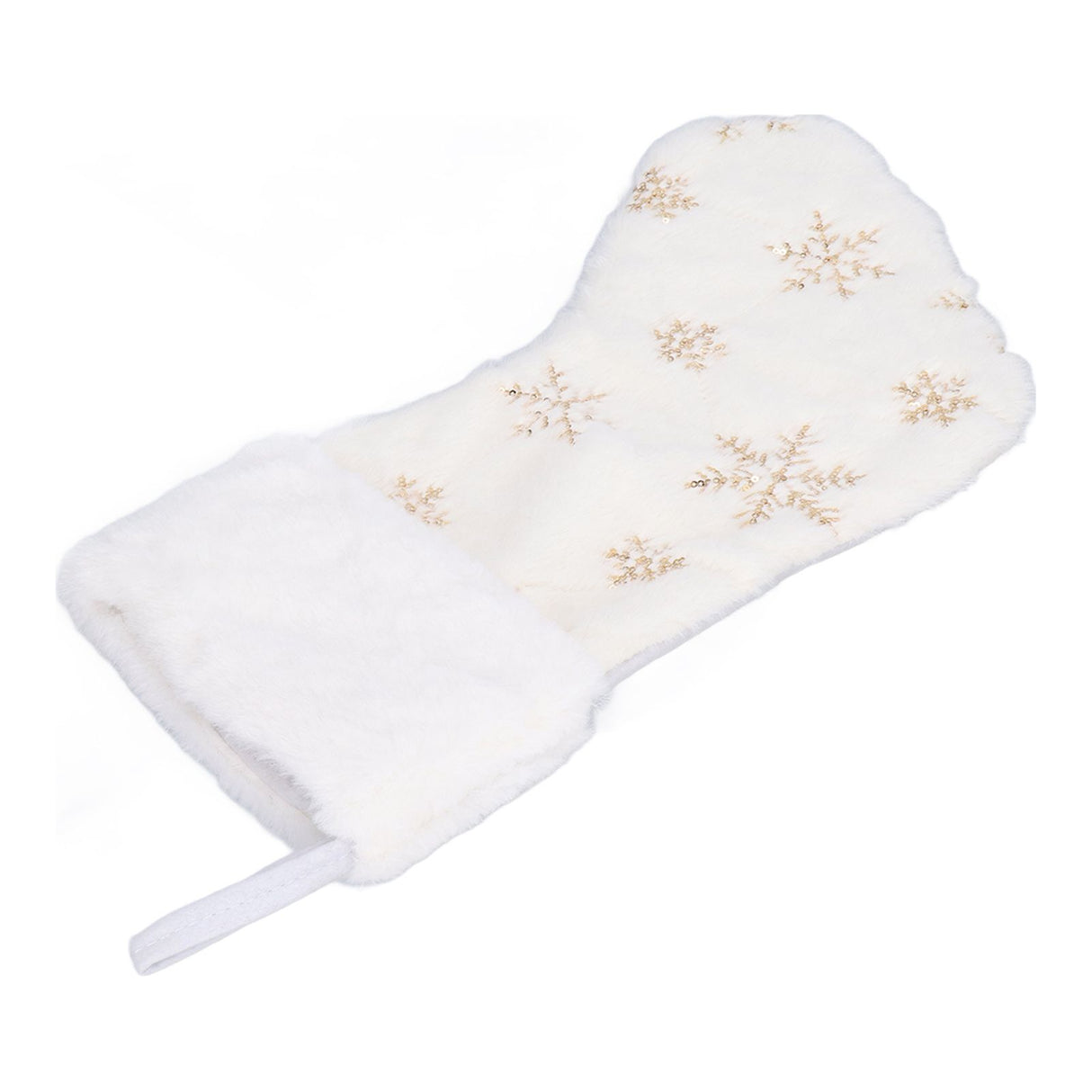 Polyester Christmas Stocking Pendant with Embroidery Snowflake Pattern Xmas Tree Decoration OrnamentGold