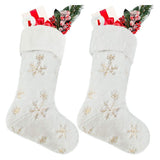 Polyester Christmas Stocking Pendant with Embroidery Snowflake Pattern Xmas Tree Decoration OrnamentGold - Extra Image