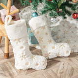 Polyester Christmas Stocking Pendant with Embroidery Snowflake Pattern Xmas Tree Decoration OrnamentGold - Extra Image