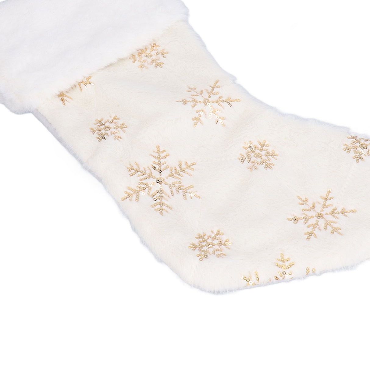Polyester Christmas Stocking Pendant with Embroidery Snowflake Pattern Xmas Tree Decoration OrnamentGold