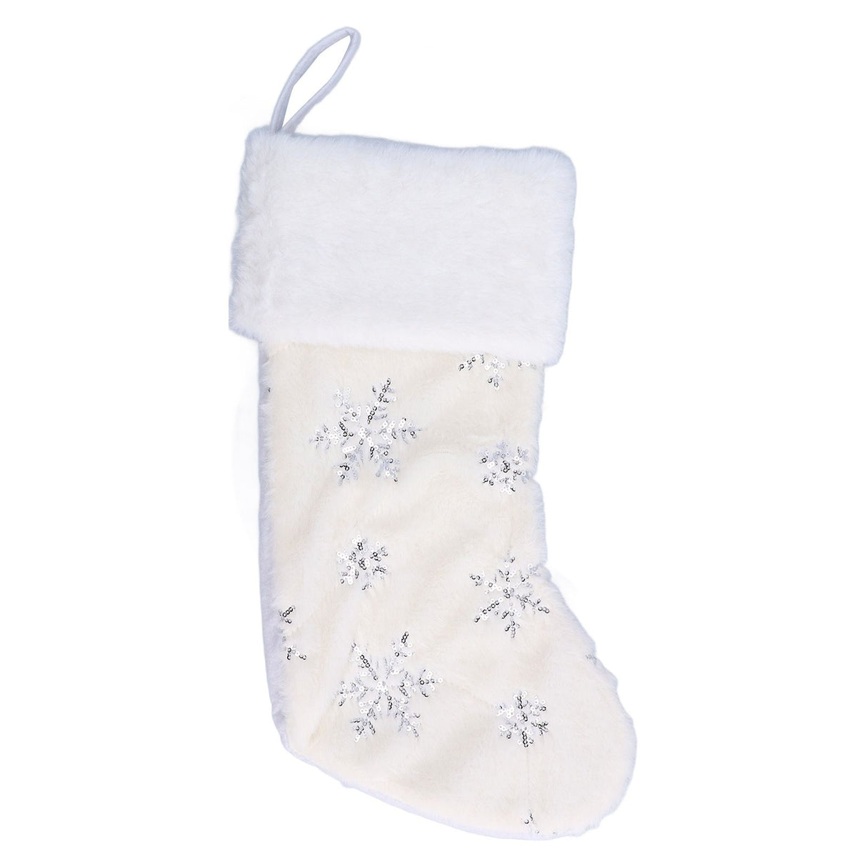 Polyester Christmas Stocking Pendant with Embroidery Snowflake Pattern Xmas Tree Decoration OrnamentSilver