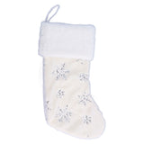 Polyester Christmas Stocking Pendant with Embroidery Snowflake Pattern Xmas Tree Decoration OrnamentSilver