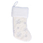 Polyester Christmas Stocking Pendant with Embroidery Snowflake Pattern Xmas Tree Decoration OrnamentSilver