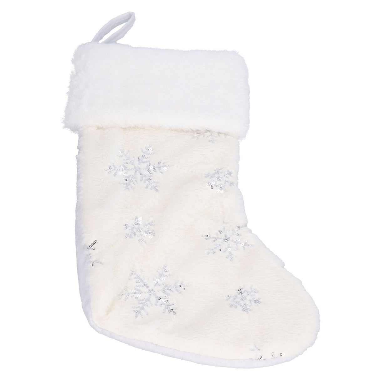 Polyester Christmas Stocking Pendant with Embroidery Snowflake Pattern Xmas Tree Decoration OrnamentSilver