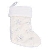 Polyester Christmas Stocking Pendant with Embroidery Snowflake Pattern Xmas Tree Decoration OrnamentSilver