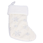 Polyester Christmas Stocking Pendant with Embroidery Snowflake Pattern Xmas Tree Decoration OrnamentSilver