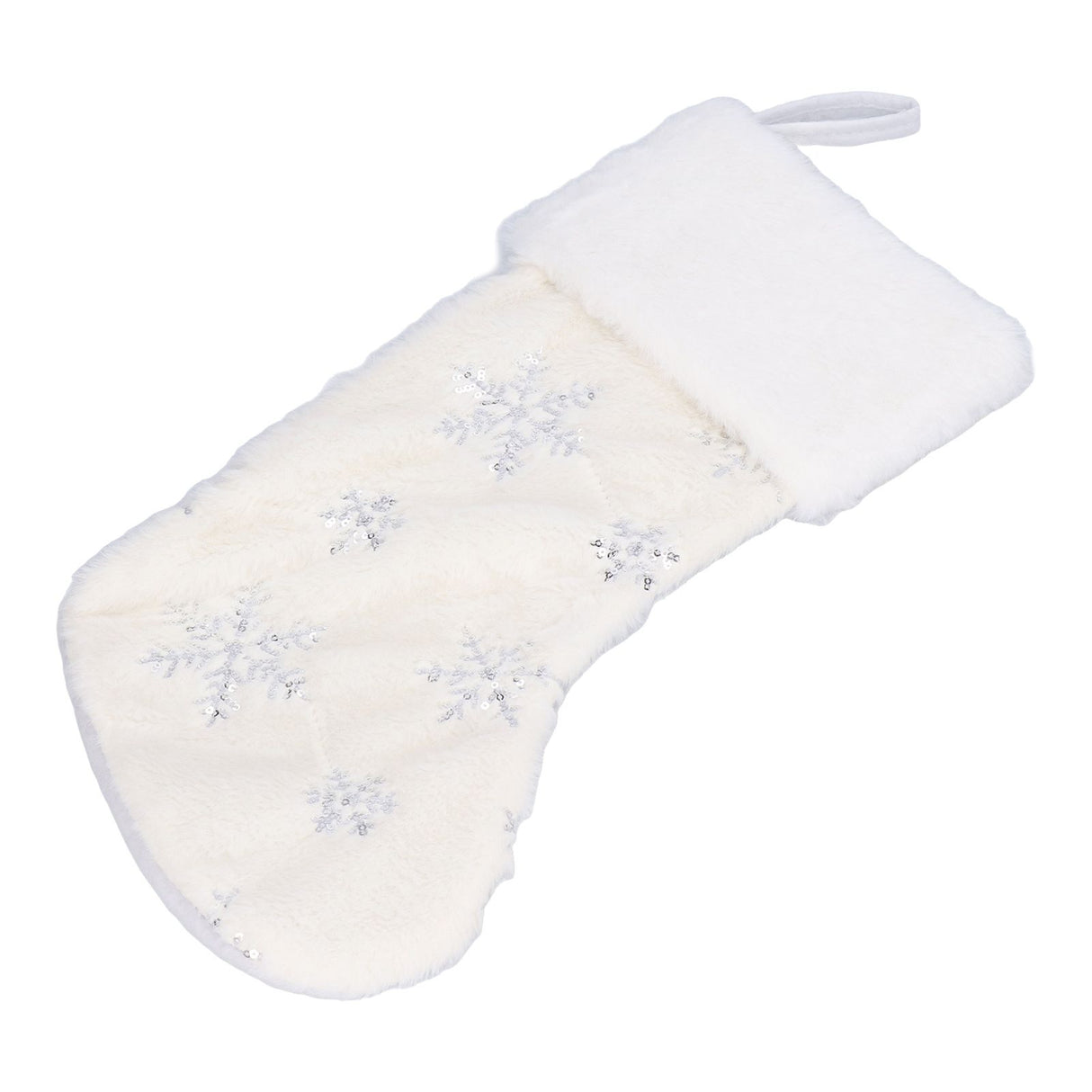 Polyester Christmas Stocking Pendant with Embroidery Snowflake Pattern Xmas Tree Decoration OrnamentSilver