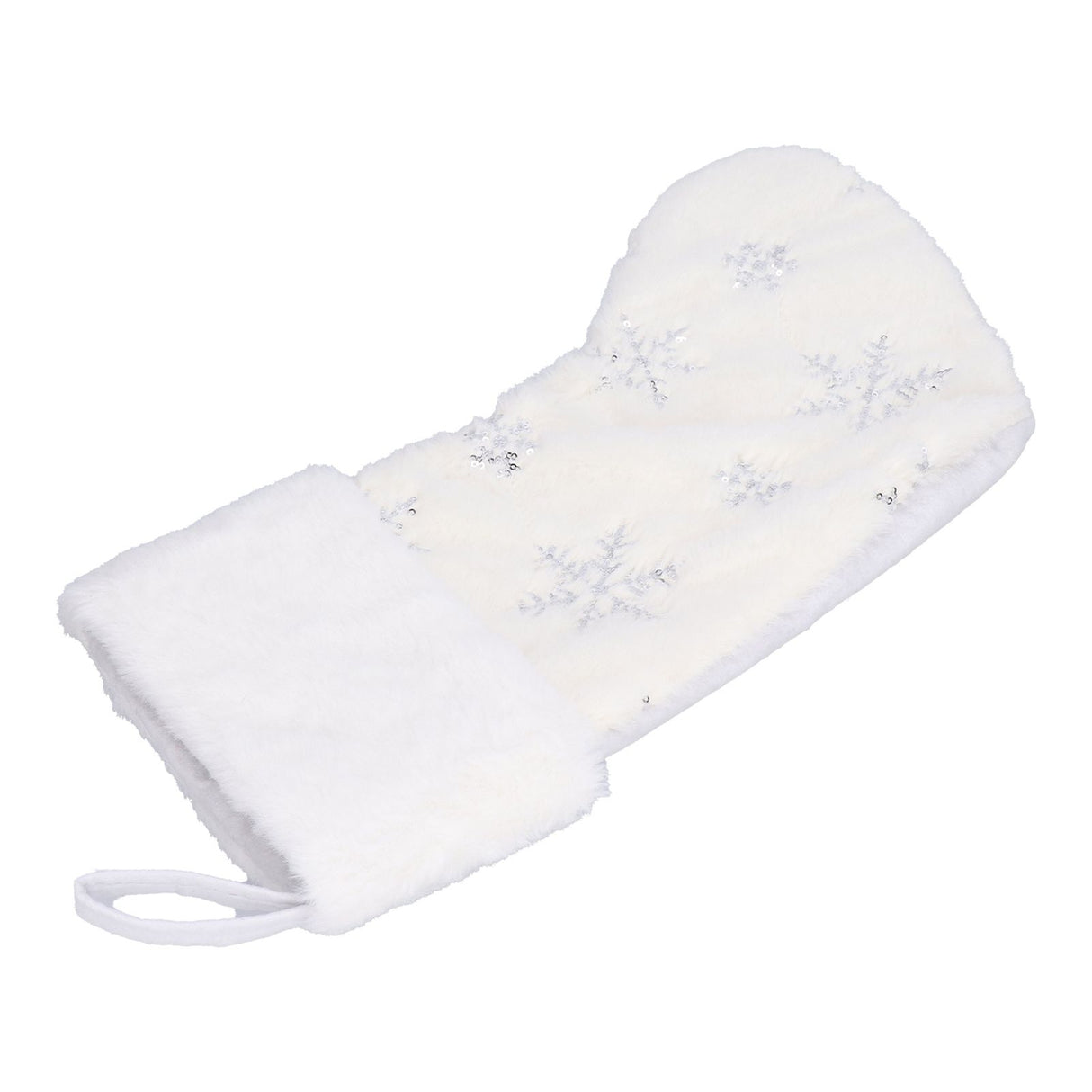 Polyester Christmas Stocking Pendant with Embroidery Snowflake Pattern Xmas Tree Decoration OrnamentSilver
