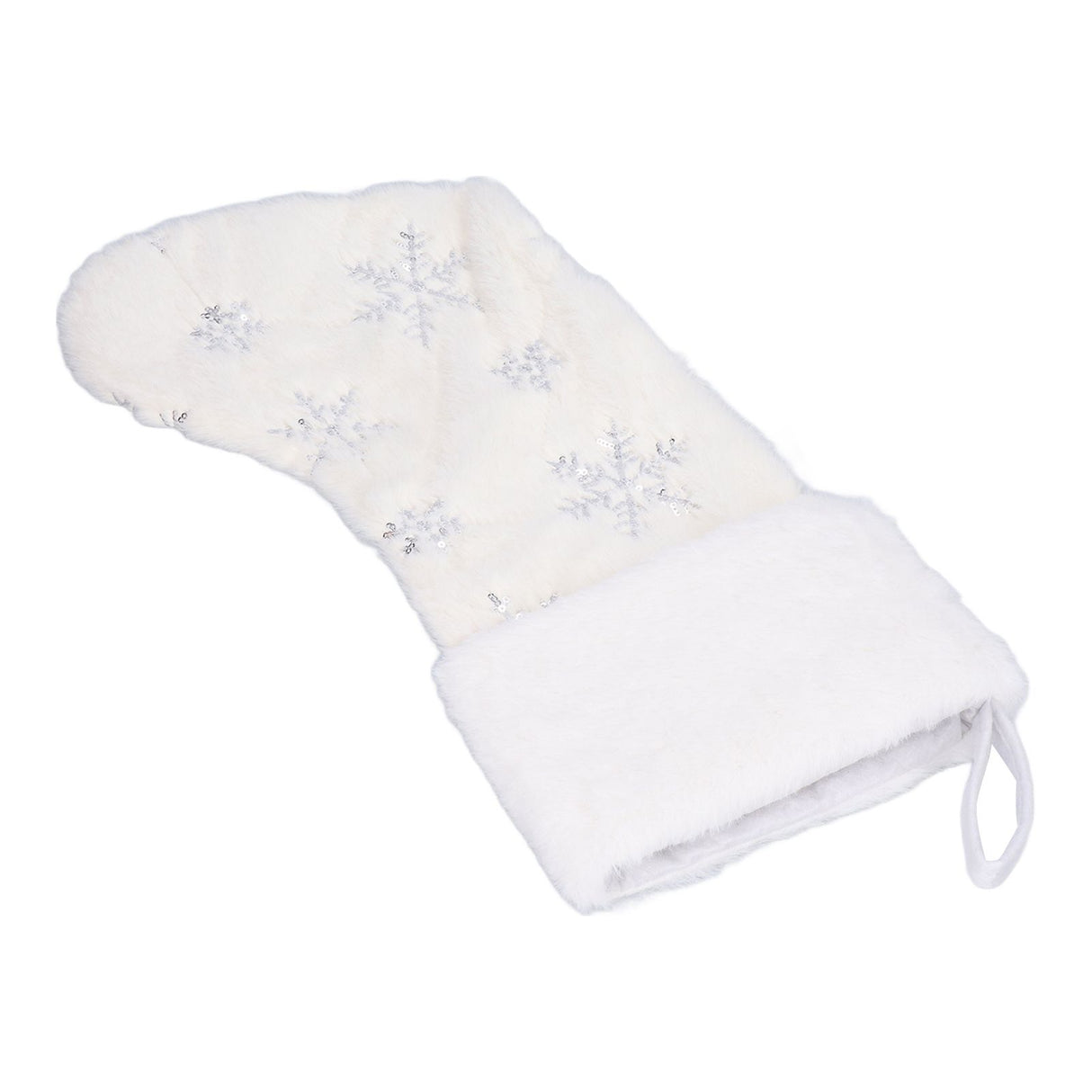 Polyester Christmas Stocking Pendant with Embroidery Snowflake Pattern Xmas Tree Decoration OrnamentSilver