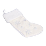 Polyester Christmas Stocking Pendant with Embroidery Snowflake Pattern Xmas Tree Decoration OrnamentSilver
