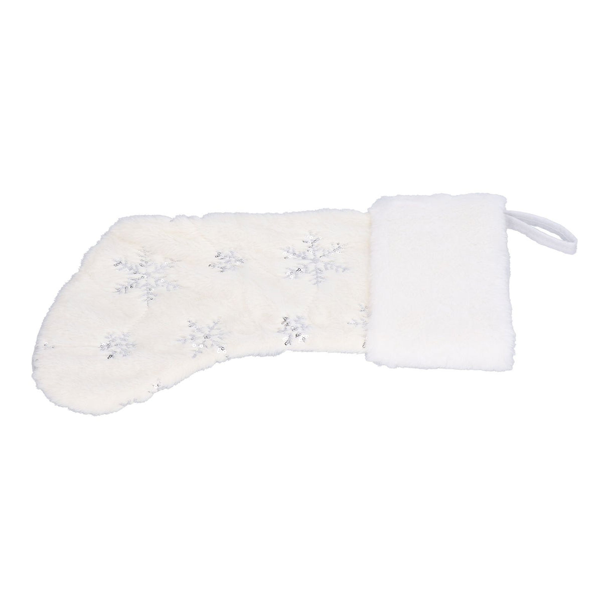 Polyester Christmas Stocking Pendant with Embroidery Snowflake Pattern Xmas Tree Decoration OrnamentSilver