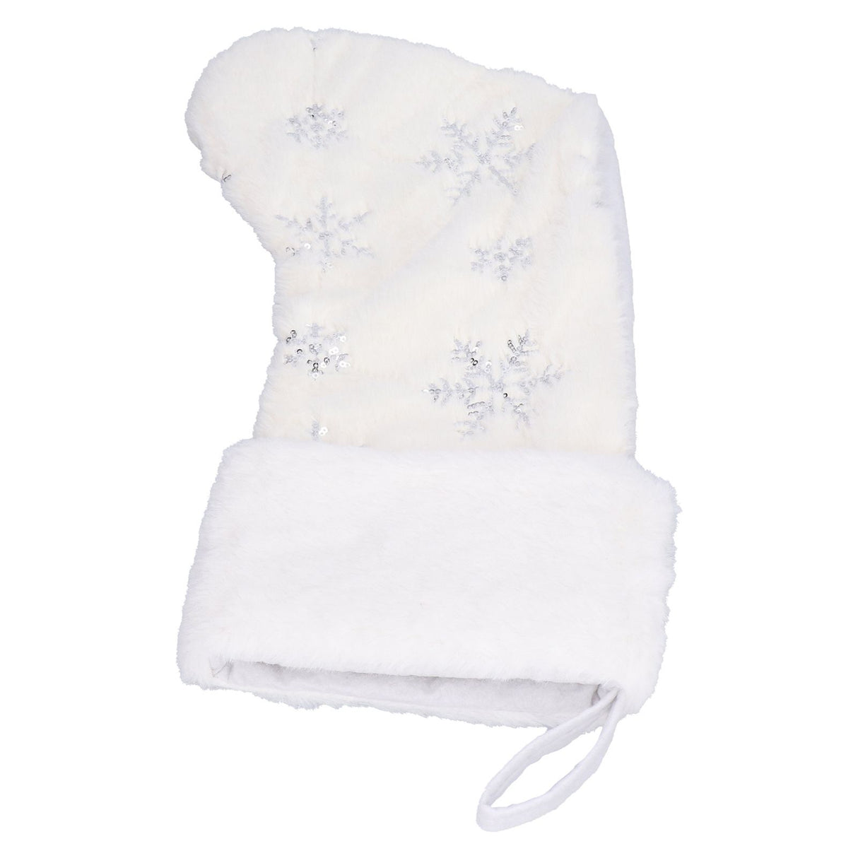 Polyester Christmas Stocking Pendant with Embroidery Snowflake Pattern Xmas Tree Decoration OrnamentSilver